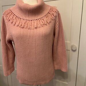 British Khaki heavy knit embellished pink sweater